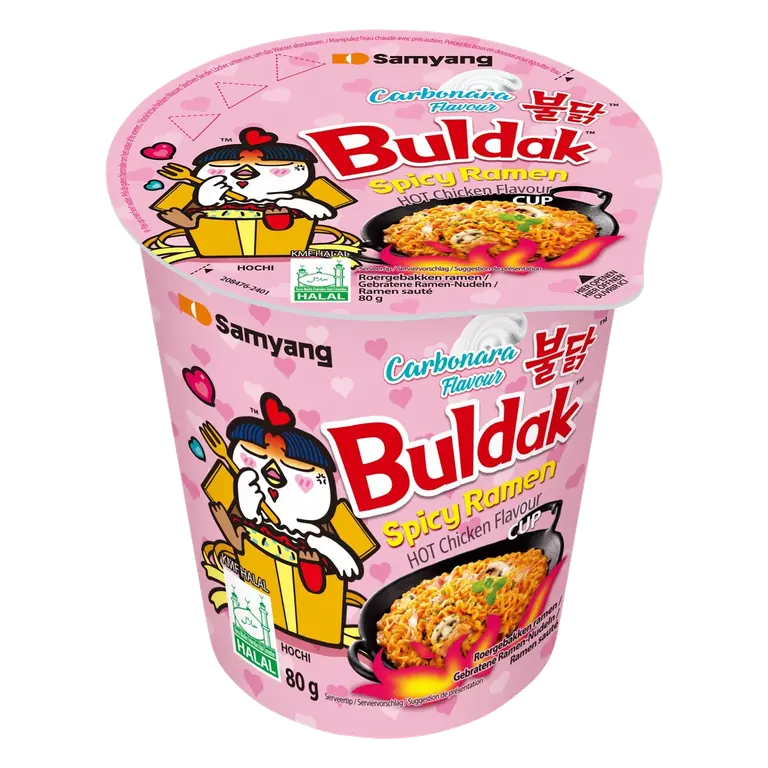 Buldak Hot Chicken Flavour Carbonara Ramen Noodle Cup