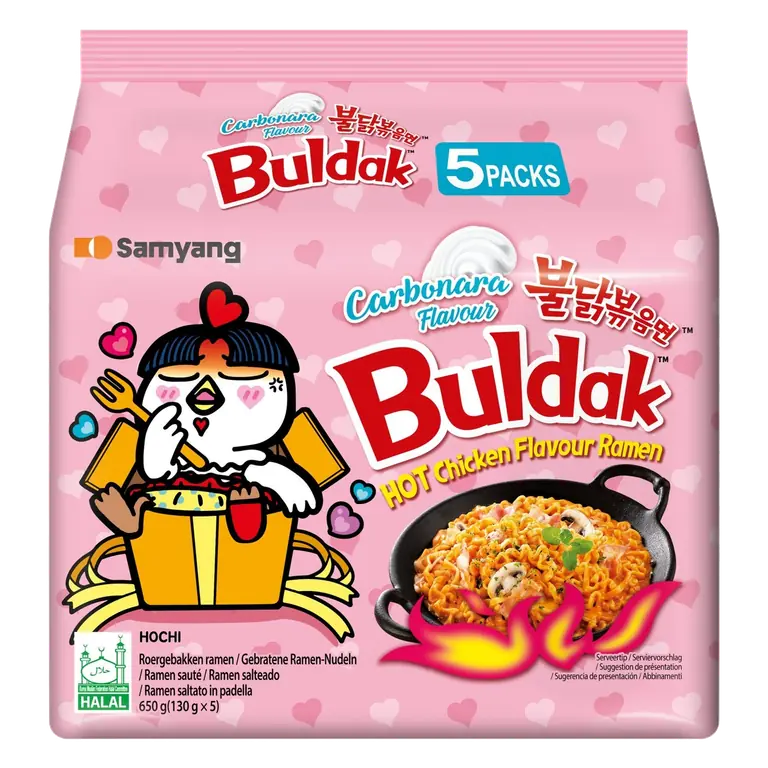 Buldak Hot Chicken Flavour Carbonara Ramen Noodle Multipack