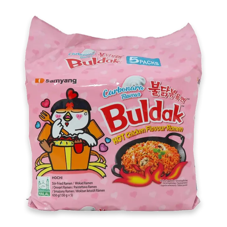 Snabbnudlar Buldak Carbonara smak 650g