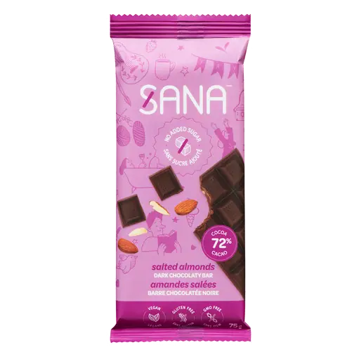 Chocolaty Bar Dark No Sugar Added Salted Almonds 75 g