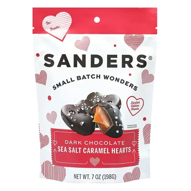 Sea Salt Caramel Hearts, Dark Chocolate