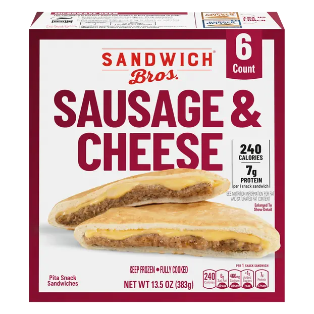 Sausage & Cheese Pita Snack Sandwiches - 6 ct Frozen
