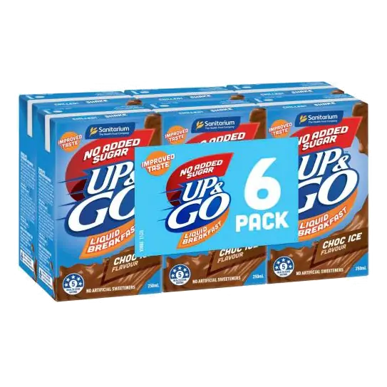 Up&go No Added Sugar Liquid Breakfast Choc Ice 6x250ml