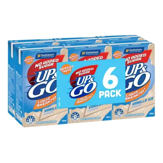 Up&go No Added Sugar Liquid Breakfast Vanilla Ice 6x250ml