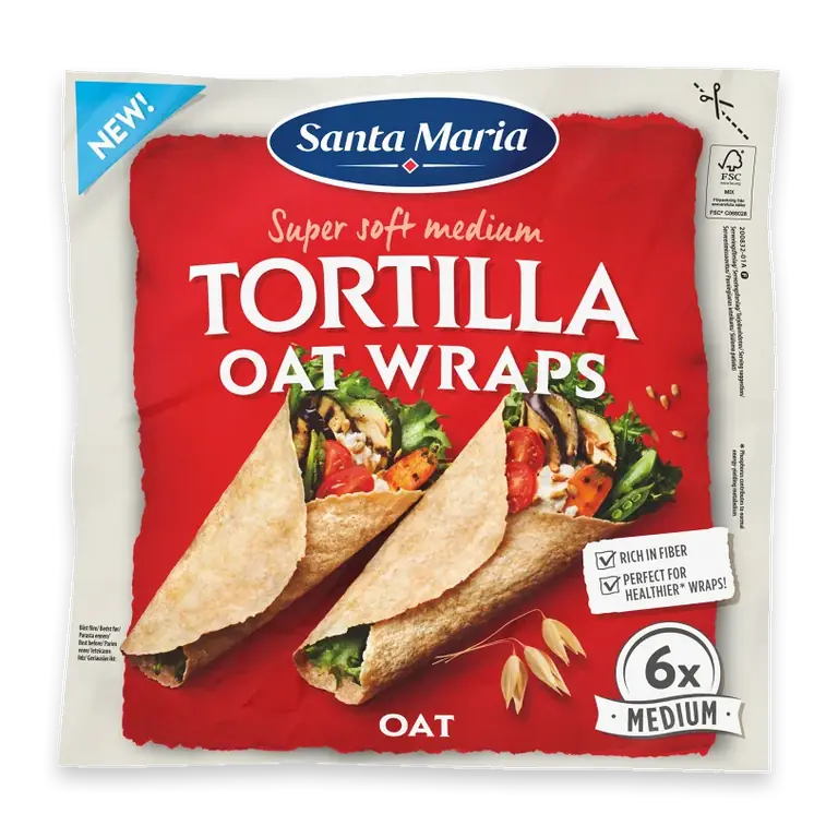 Santa Maria Tortilla Oat Wraps Med 6s