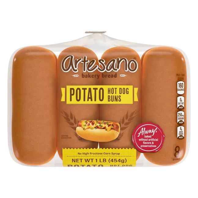 Artesano Potato Hot Dog Buns - 8 ct