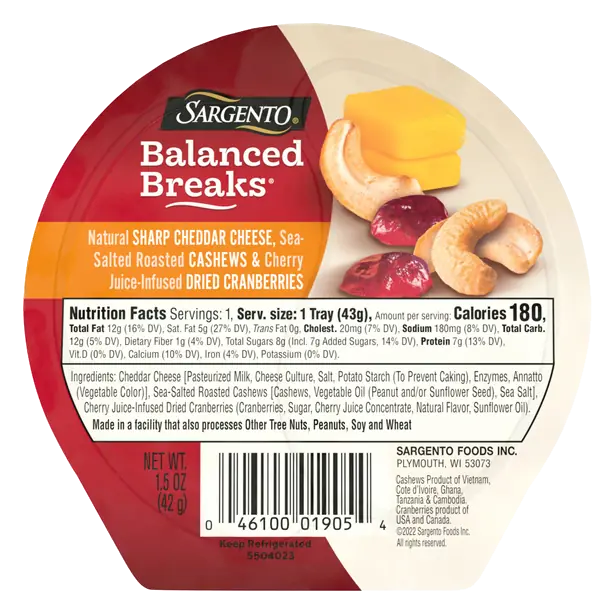 Balanced Breaks Cheddar Cheese Cashews & Cranberries Snack