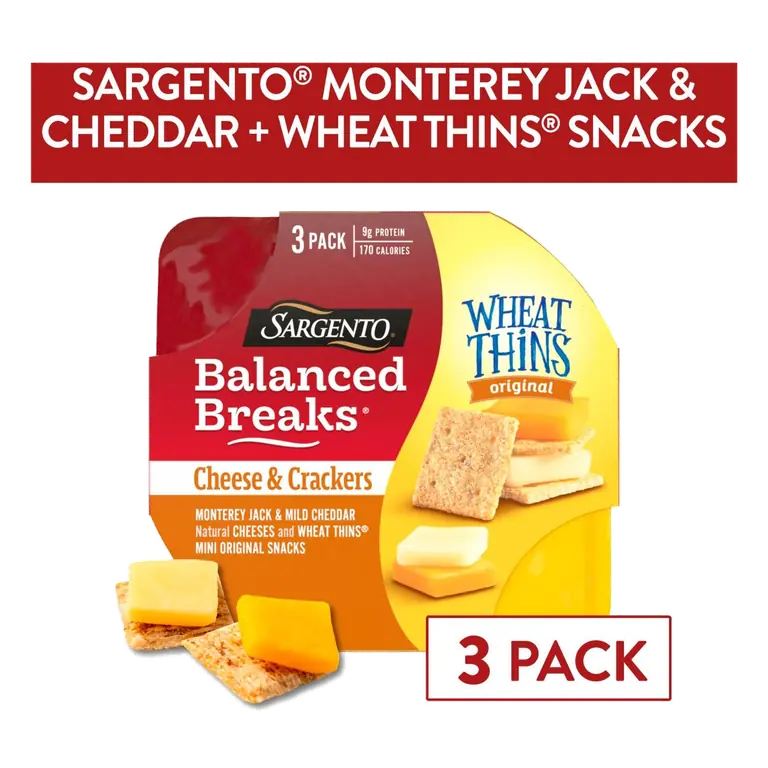 Balanced Breaks Monterey Jack & Mild Cheddar Cheese + Wheat Thins Crackers Snack Kits