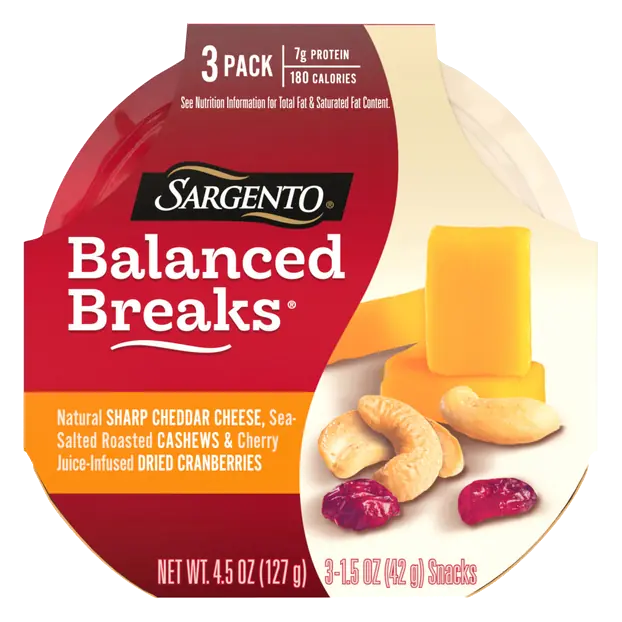 Balanced Breaks Sharp Cheddar Cheese Cashews Cranberries - 3 ct