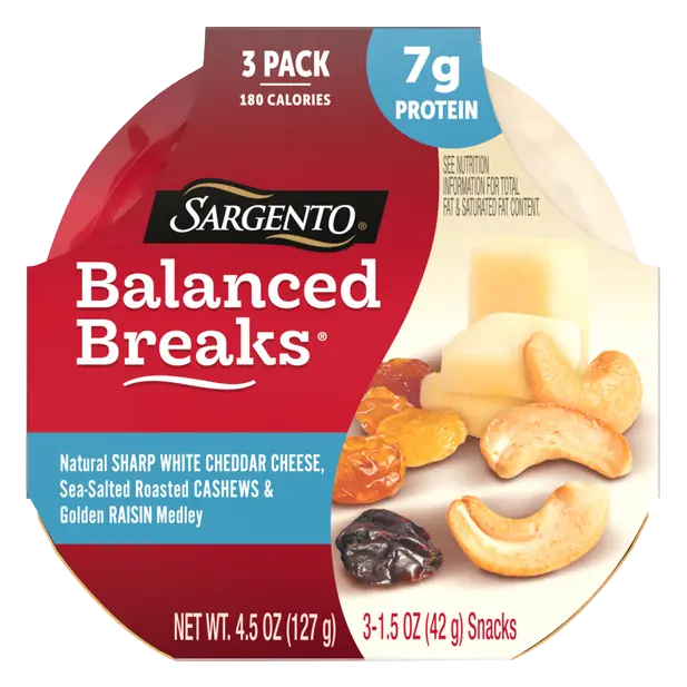 Balanced Breaks Sharp White Cheddar Cheese Cashews Raisins - 3 ct