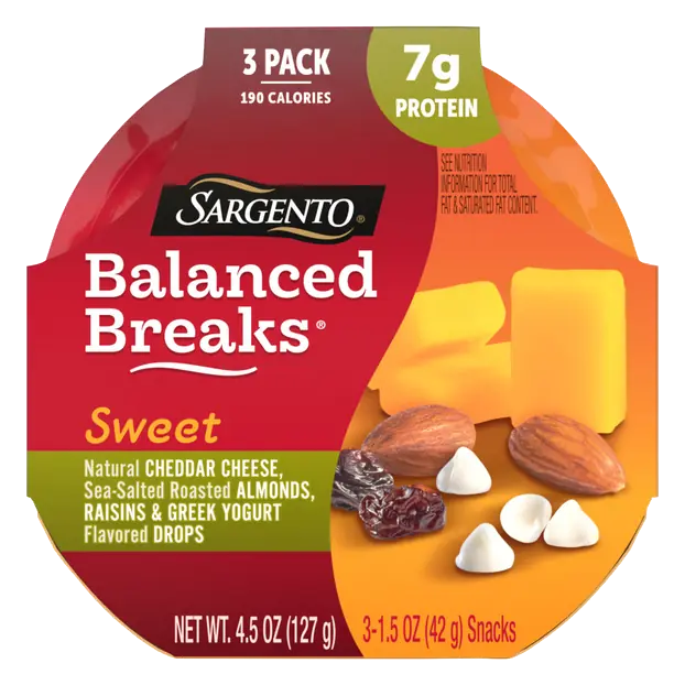 Balanced Breaks Sweet Cheddar Cheese/Almonds/Yogurt Drops - 3 ct