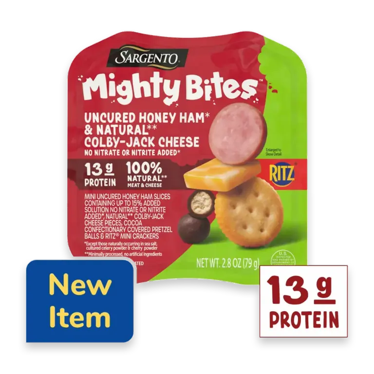 Mighty Bites Uncured Honey Ham and Natural Colby-Jack Cheese Snack Kit