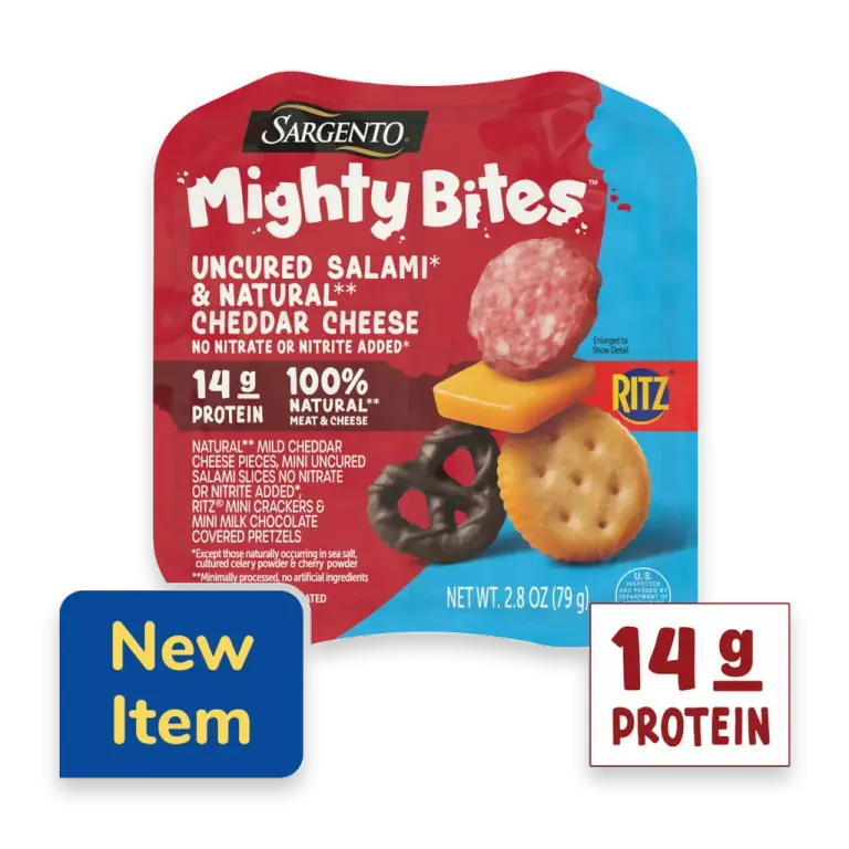 Mighty Bites Uncured Salami and Mild Cheddar Cheese Snack Kit