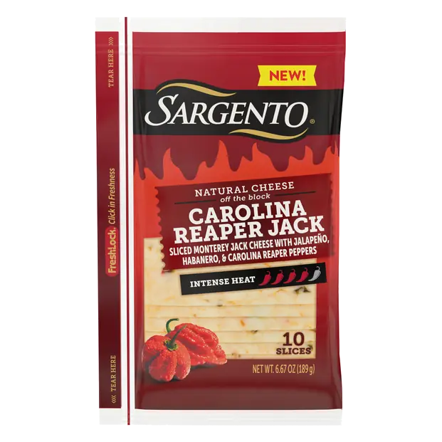 Natural Carolina Reaper Jack Cheese Slices - 10 ct