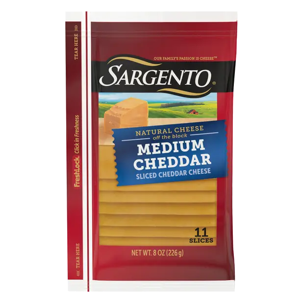 Natural Medium Cheddar Cheese Slices - 11 ct