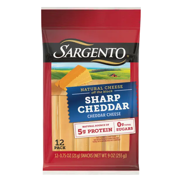 Natural Sharp Cheddar Cheese Sticks - 12 ct