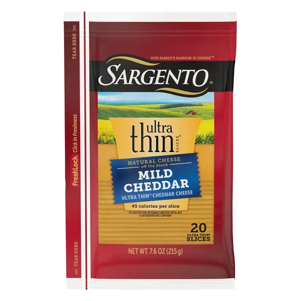 Natural Ultra Thin Mild Cheddar Cheese Slices - 20 ct
