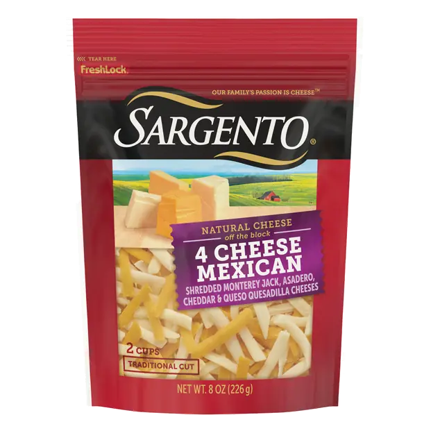 Off The Block Traditional Cut Shredded Mexican 4 Cheese Blend