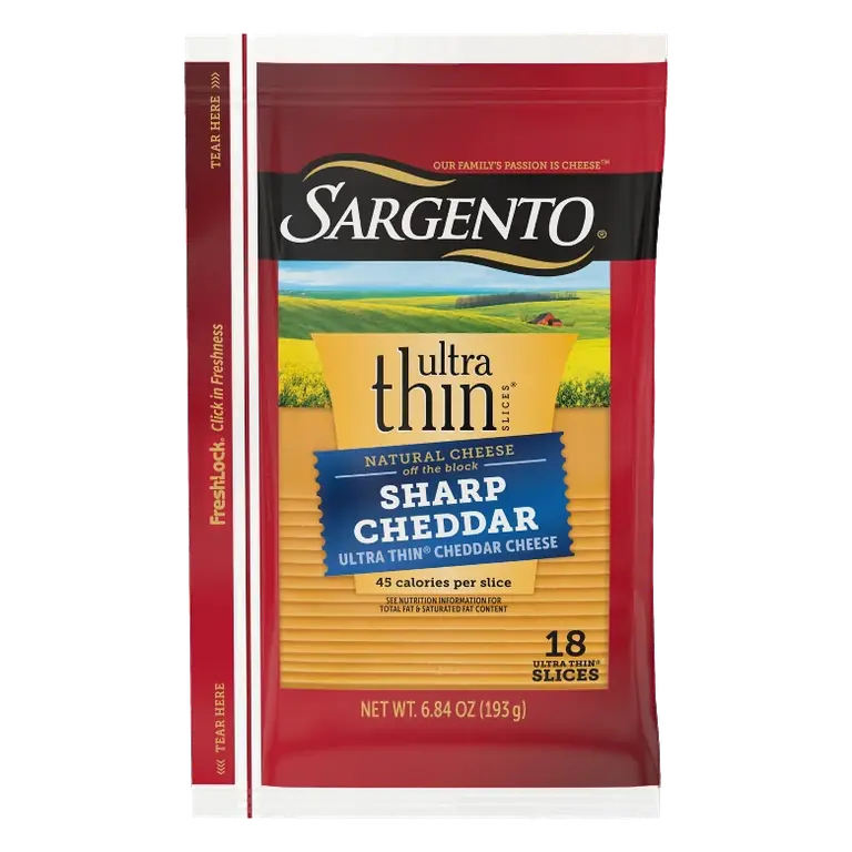Sargento Ultra Thin Natural Sharp Cheddar Cheese Slices, 6.84oz/18ct slices
