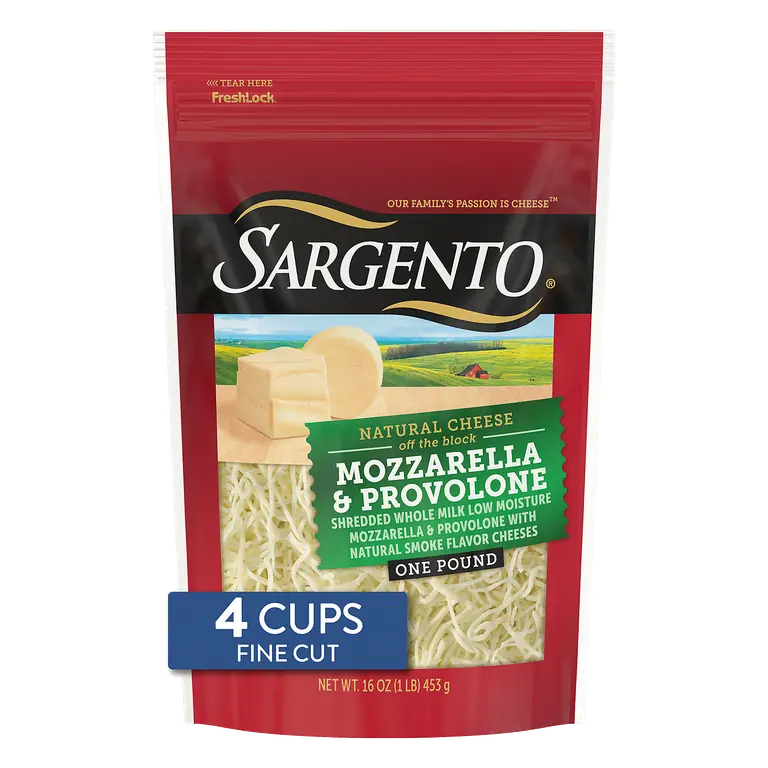 Shredded Whole Milk Low Moisture Mozzarella & Provolone with Smoke Flavor Natural Cheeses