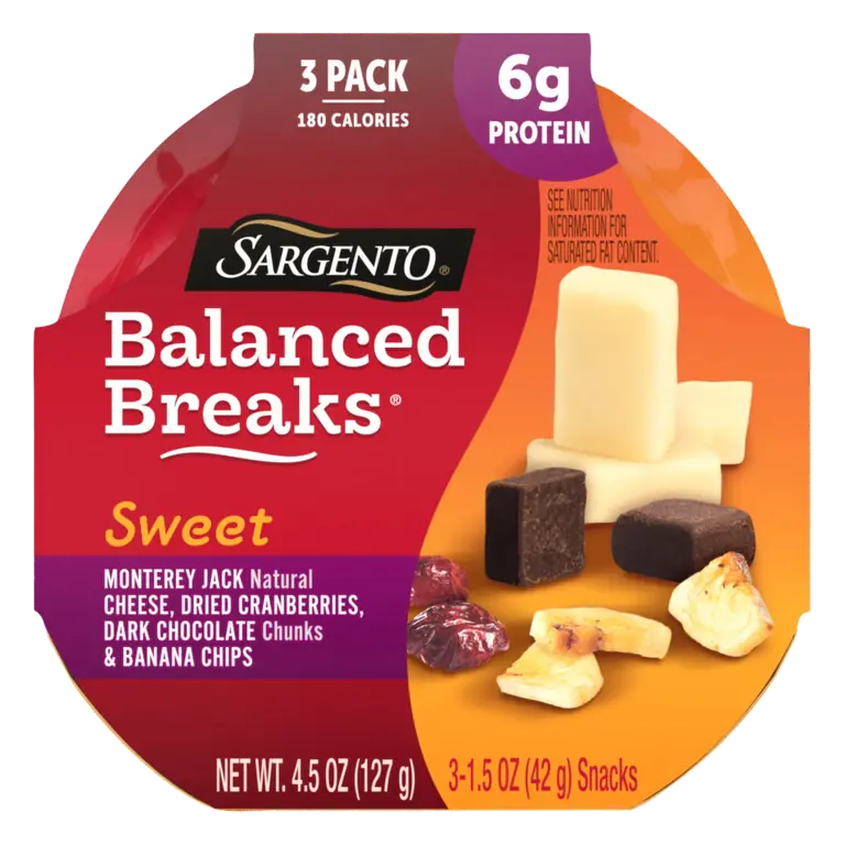 Sweet Balanced Breaks Monterey Jack Cranberries Dark Chocolate & Banana Chips Snack Kit