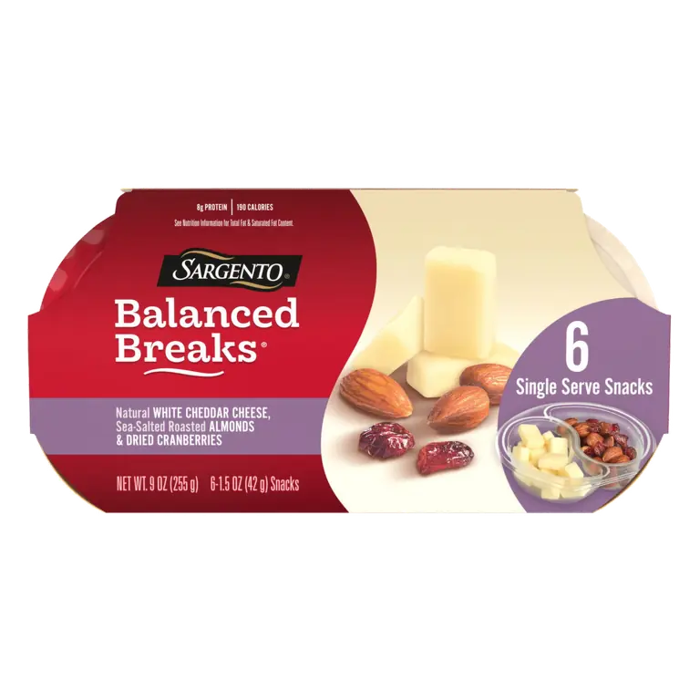 White Cheddar Cheese, Sea-Salted Roasted Almonds & Dried Cranberries Snacks, Sea-Salted Roasted Almonds & Dried Cranberri