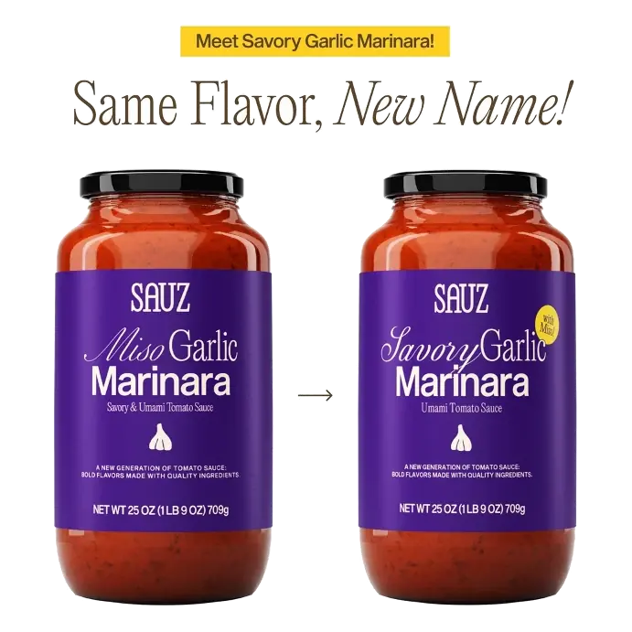Sauz Savory Garlic Marinara and Umami Tomato Sauce, 25oz