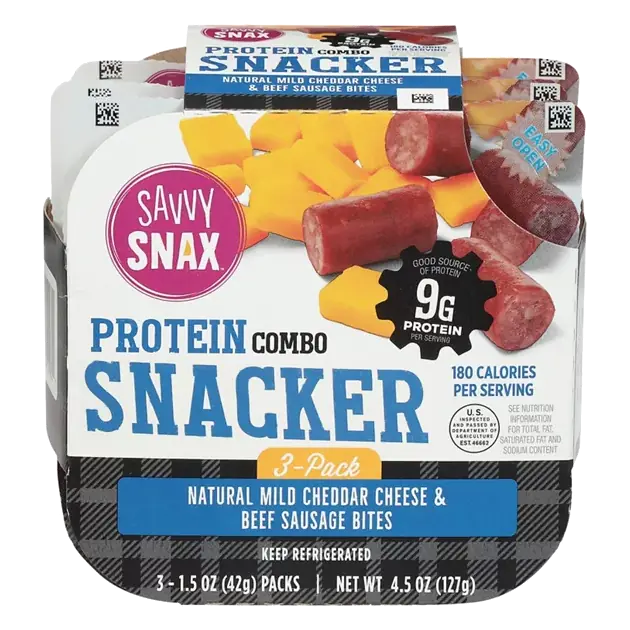 Protein Combo Snacker, Natural Mild Cheddar Cheese & Beef Sausage Bites