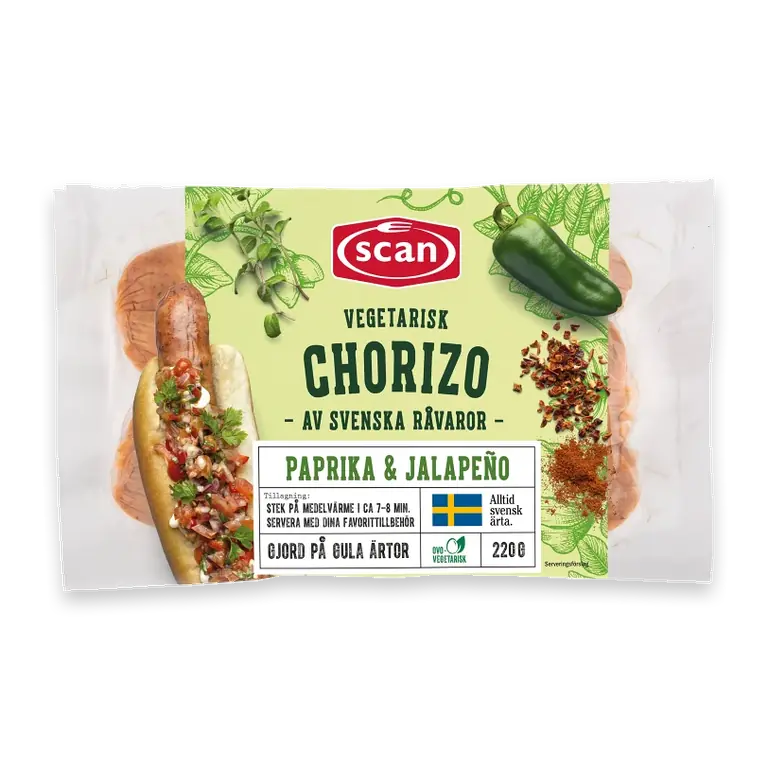 Chorizo paprika jalapeno vegetarisk 220g