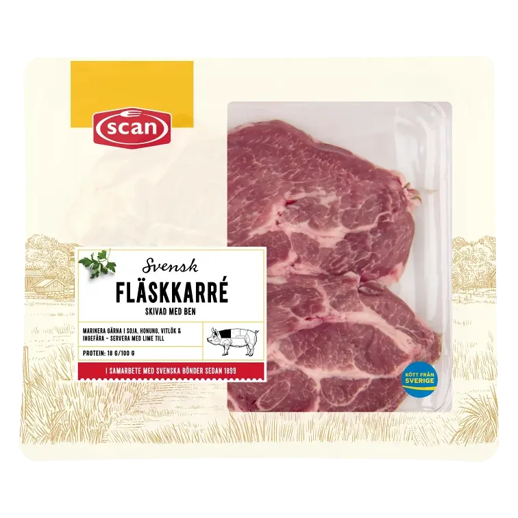 Fläskkarré Färsk Skivad med ben ca 500g
