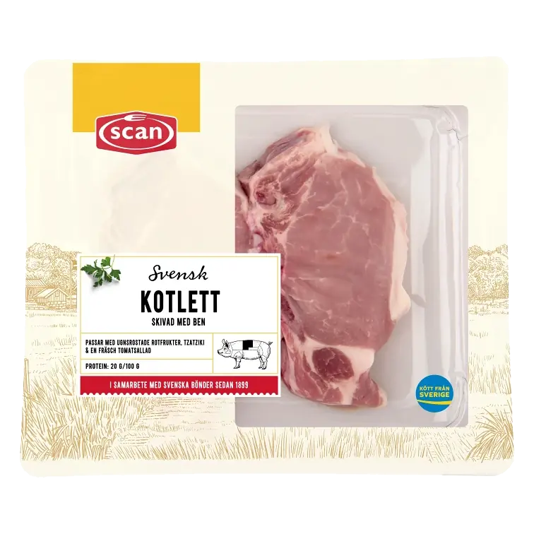 Fläskkotlett Färsk Skivad med ben ca 500g