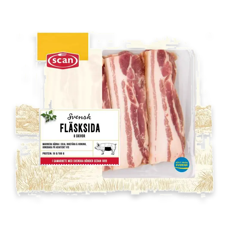 Fläsksida skivad