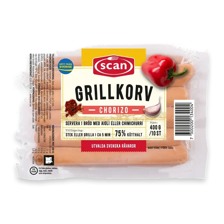 Grillkorv Chorizo 75% Kötthalt 400g
