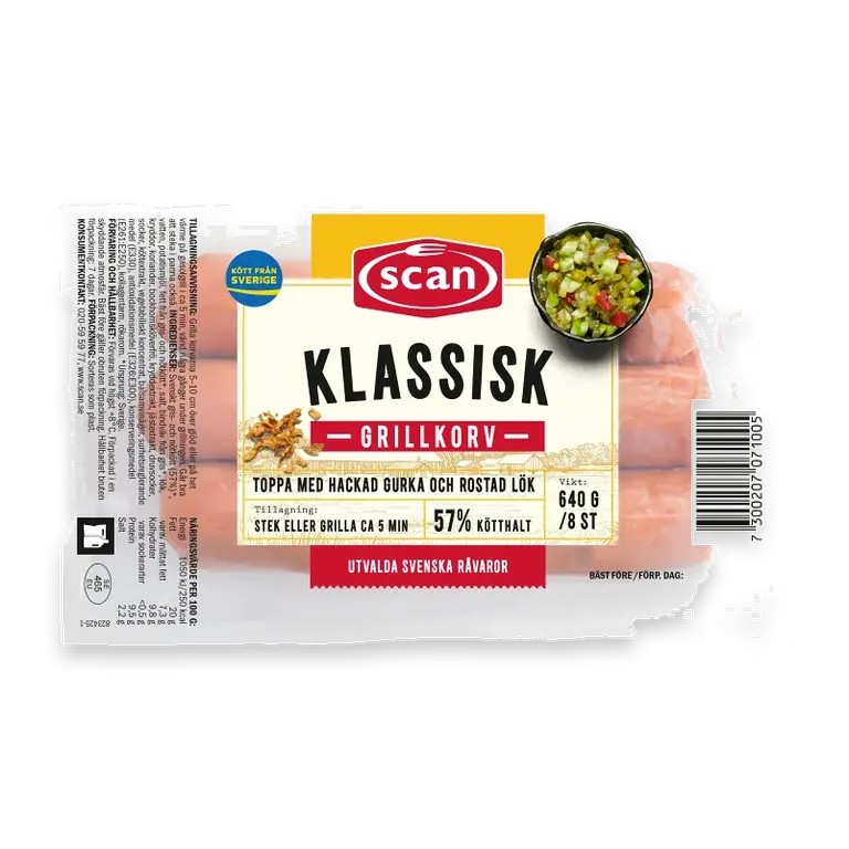 Grillkorv Klassisk 57% Kötthalt 640g