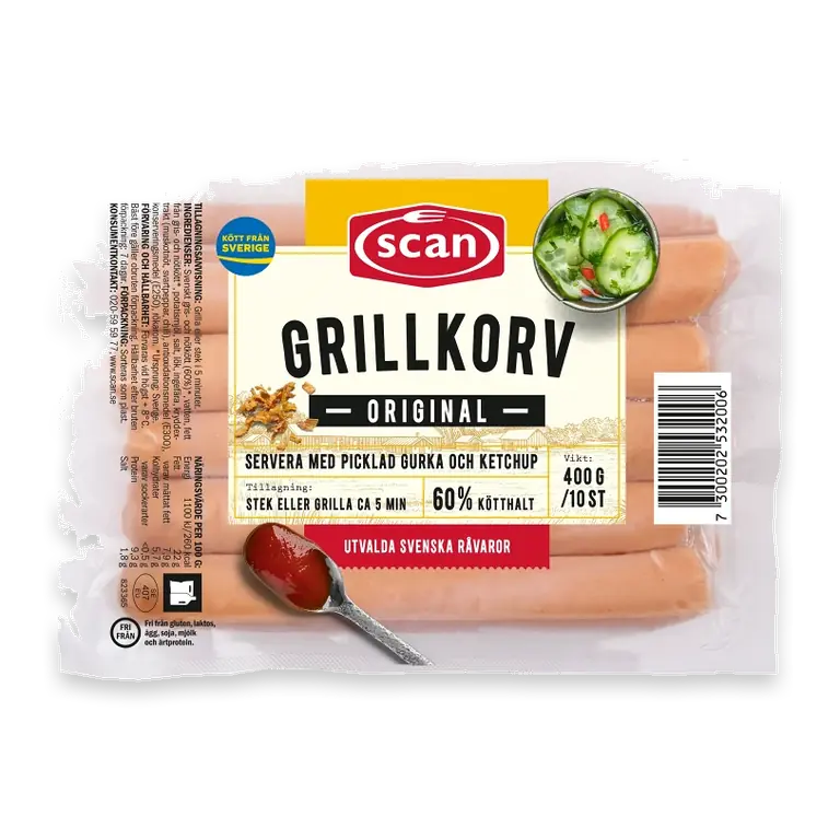 Grillkorv Original 60% Kötthalt 400g