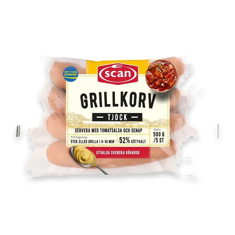 Grillkorv Tjock 52% Kötthalt 500g