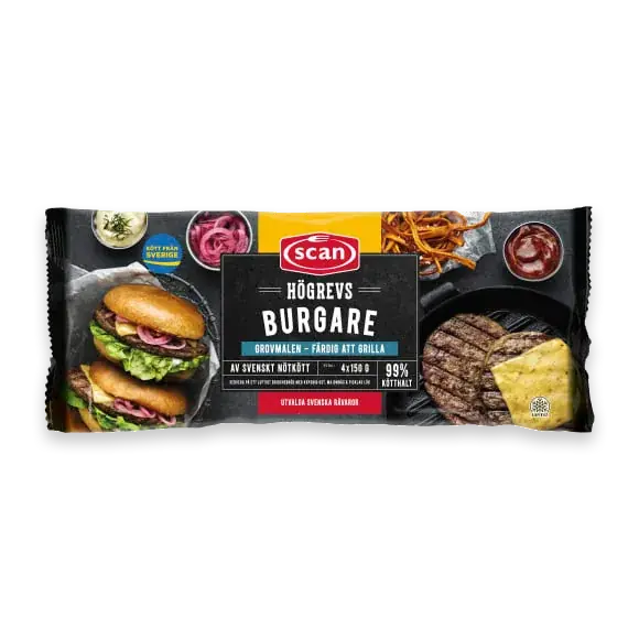 Hamburgare med Högrevsfärs Frysta/ 4x150g