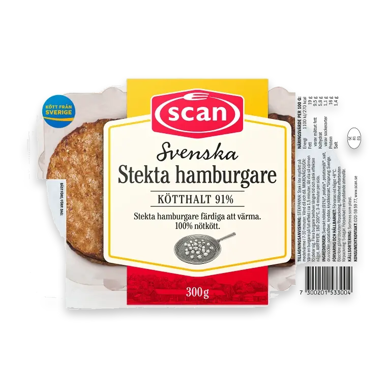 Hamburgare Stekta 91% Kötthalt 300g