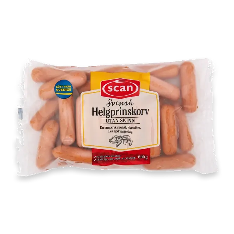 Helgprinskorv utan skinn 600g