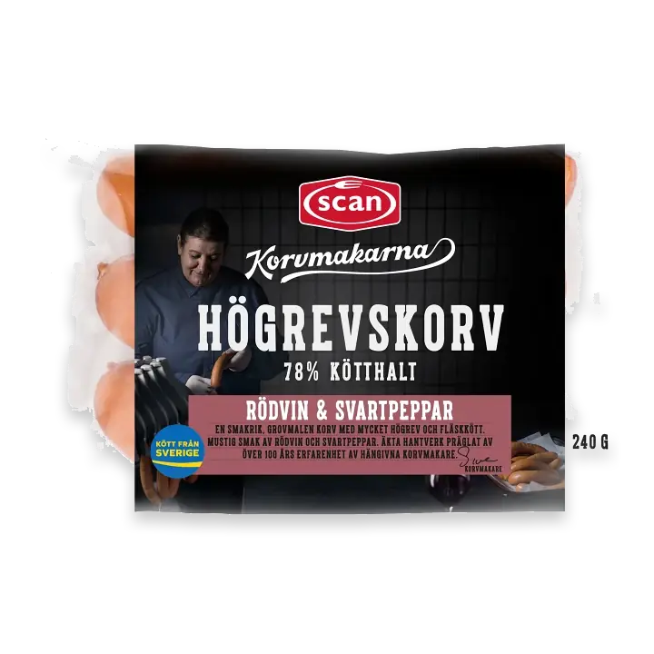 Högrevskorv Rödvin & Svartpeppar 78% Kötthalt 240g Korvmakarna