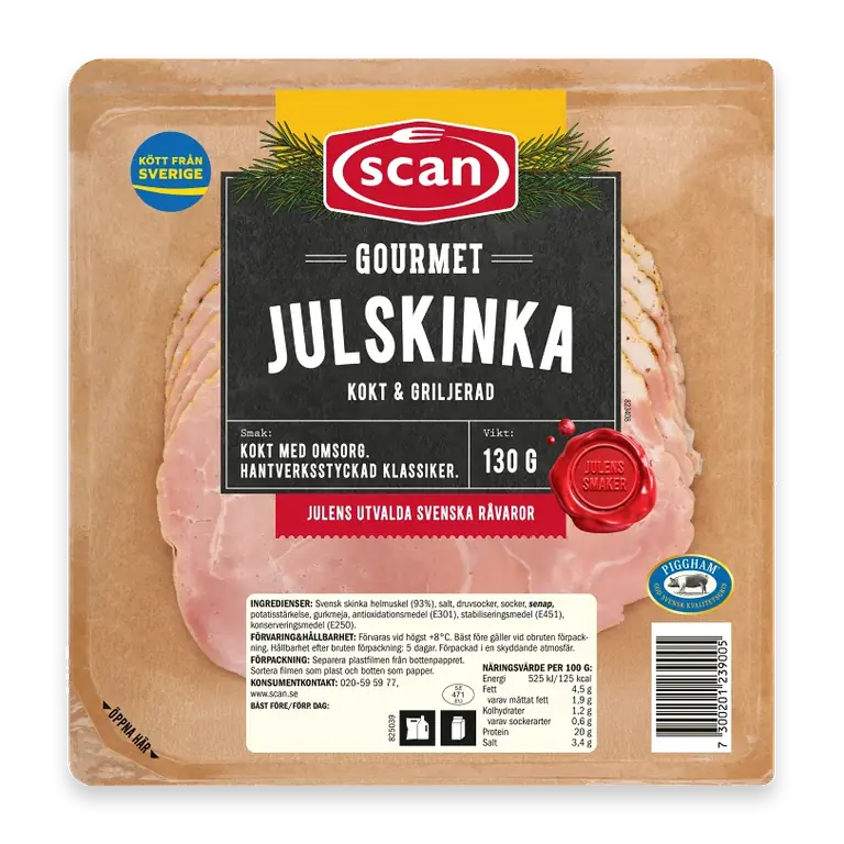Julskinka Skivad Gourmet Kokt och Griljerad 130g