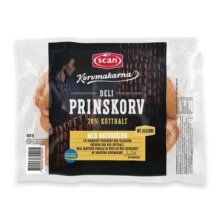 Prinskorv Deli 76% kötthalt 450g