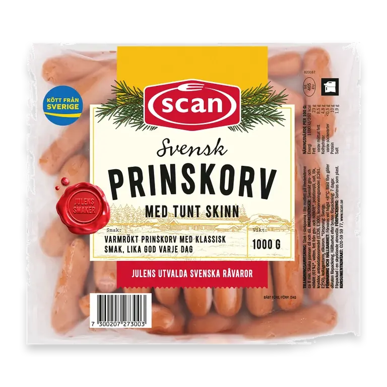 Prinskorv med Tunt Skinn 1kg