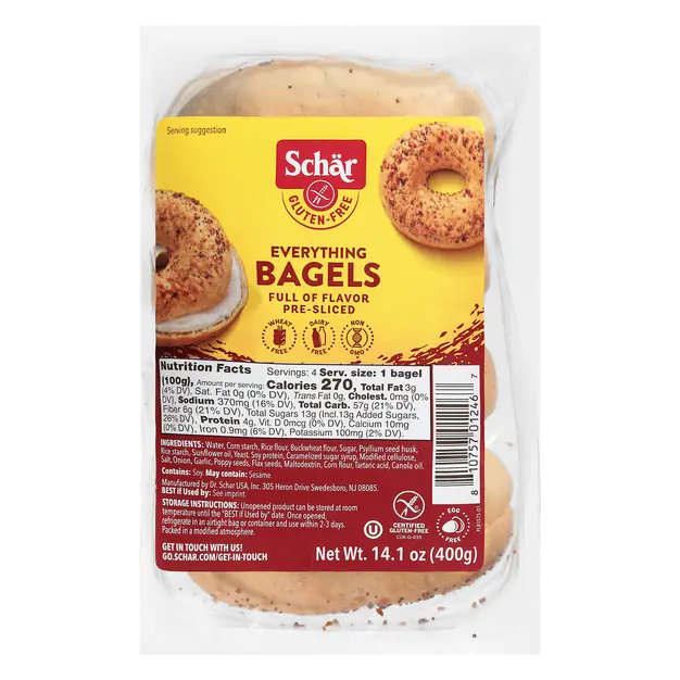 Gluten Free Everything Pre-Sliced Bagels - 4 ct
