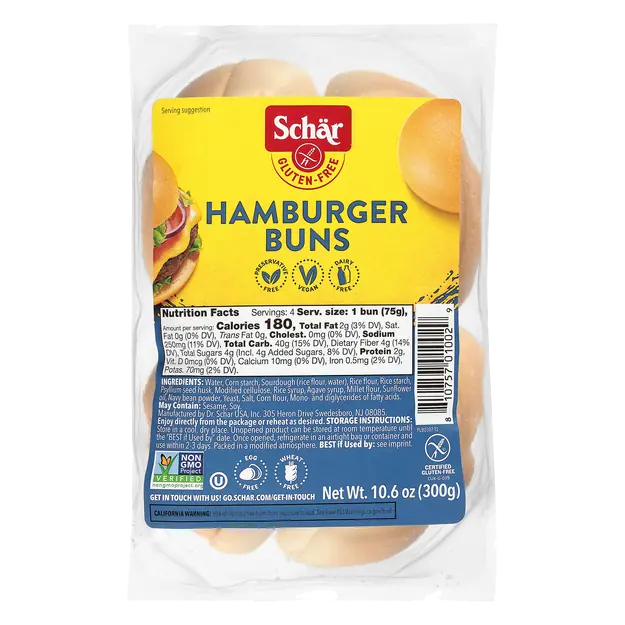 Gluten Free Hamburger Buns Sliced - 4 ct