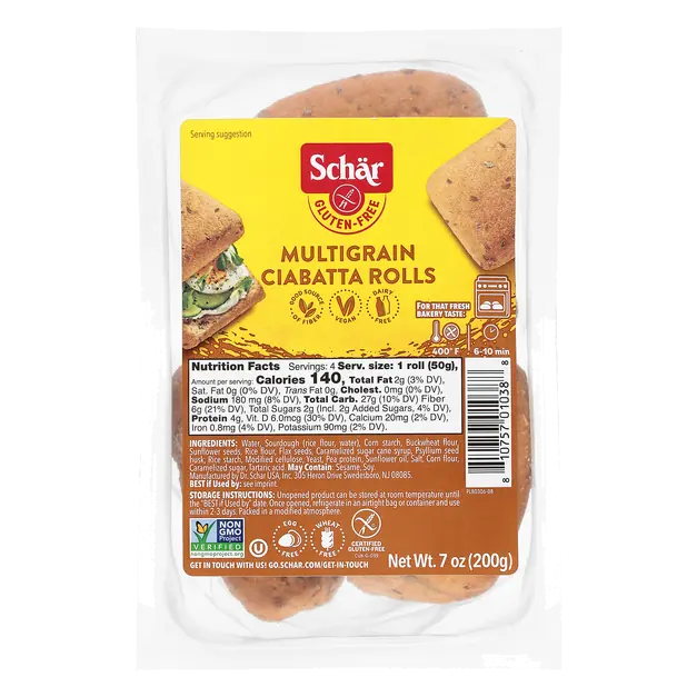 Gluten Free Multigrain Ciabatta Sandwich Rolls - 4 ct