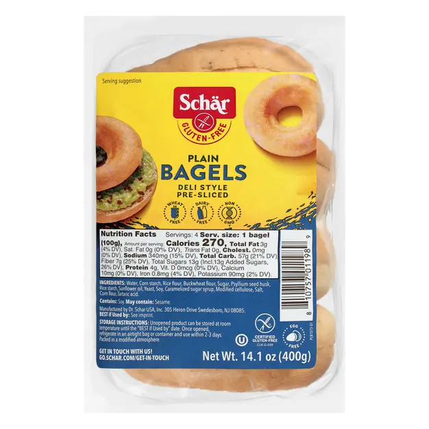 Gluten Free Plain Pre-Sliced Bagels - 4 ct