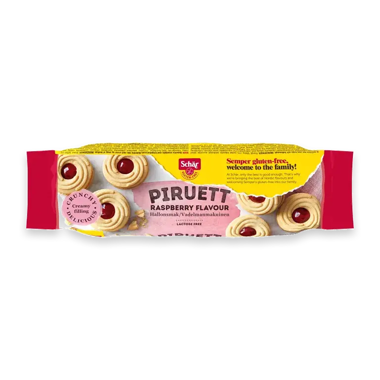 Piruett Rasberry hallonfyllda kex glutenfri 110g