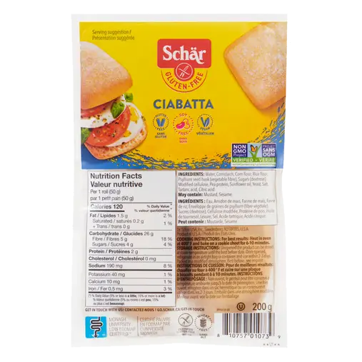 Gluten-Free Ciabatta Rolls 4 x 50 g