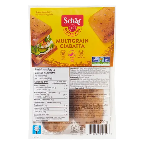 Gluten-Free Ciabatta Rolls Multigrain 4 x 50 g